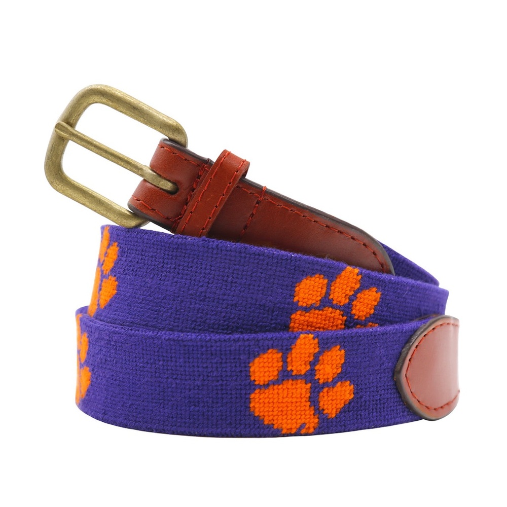 NEW Smathers & Branson Needlepoint Belt Clemson Tigers Purple & Orange size 32